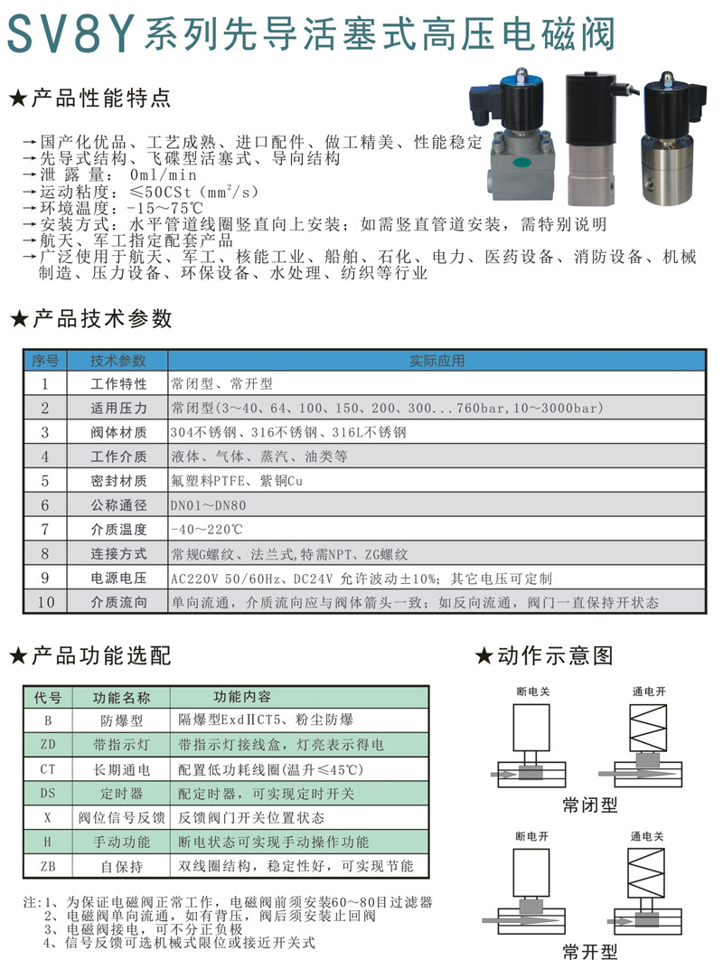 SV8Y先導活塞式高壓電磁閥